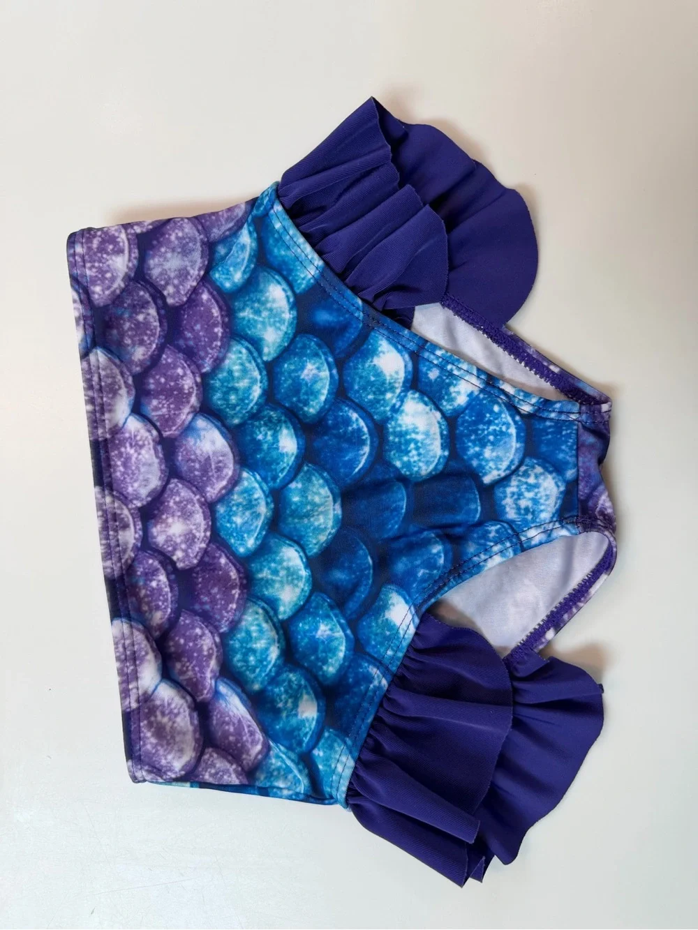 Girls Mermaid Scale Tankini Set in Purple & Blue